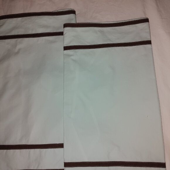 TWO MATOUK LEGATO SARATOGA NECKROLL SHAMS EGYPTIAN COTTON PERCALE JADE-DK BROWN - Picture 1 of 5